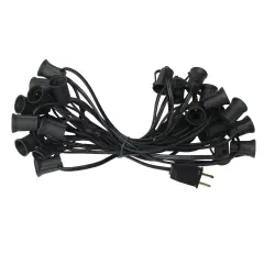 Northlight Commercial Grade C9 Christmas Light Socket Set - 25' Black Wire - 18 Gauge