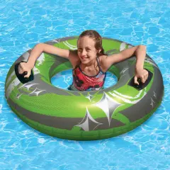 Swim Central 50" Inflatable Green and Gray Giant Swimming Pool Inner Tube