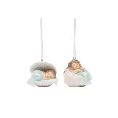 Sleepy Sleeping Mermaid Christmas Tree Ornaments Set of 2