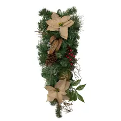 Northlight 28" Mixed Pine Berry and Poinsettia Artificial Christmas Teardrop Swag - Unlit Green