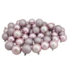 Northlight Shatterproof 4-Finish Christmas Ball Ornaments - 2.5" (60mm) - Pink - 60ct
