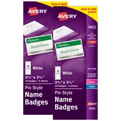 Top-Loading Pin Style Name Badges, 2-1/4 x 3-1/2, 2 Pack of 74652