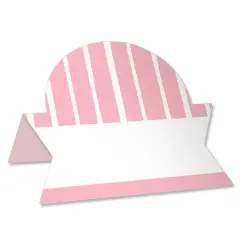 Big Dot of Happiness Pink Stripes - Simple Party Decorations Tent Buffet Card - Table Setting Name Place Cards - Set of 24