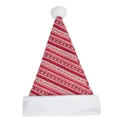Northlight 17" Red and White Nordic Striped Santa Hat With Pom Pom
