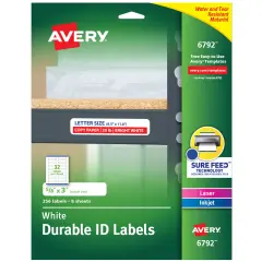 Avery Durable Easy Peel ID Labels, Sure Feed Technology, Permanent Adhesive, 5/8" x 3", 256 Labels (6792)