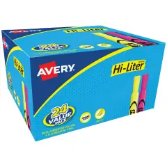 Avery Hi-Liter, Pink and Yellow Highlighters, Desk Style, Chisel Tip, 24 Total (98189) - 12 Pack