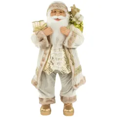 Northlight 24" White and Ivory Santa Claus with Gift Bag Christmas Figure