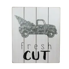 Midwest 15.75" Gray and Black "fresh CUT" Galvanized Truck Christmas Wall Hanging