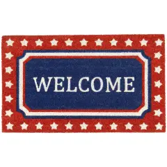 Northlight "Welcome" Americana Outdoor Coir Doormat - 18" x 30" Red