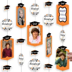 Big Dot of Happiness Orange Graduation Party Vertical Photo Garland 35 Pieces