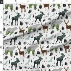 Various Fabrics by the Yard or Fat Quarter Arctic Woodland Animals Forest Alaska Mountains Adventure Bear Moose Custom Printed Fabric by Spoonflower