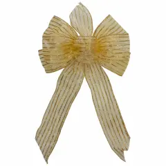 Northlight Glitter Striped 6-Loop Christmas Bow Decoration - 9" x 14" - Gold