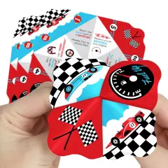 Big Dot of Happiness Let's Go Racing - Racecar - Race Car Birthday Party or Baby Shower Cootie Catcher Game - Jokes and Dares Fortune Tellers - Set of 12