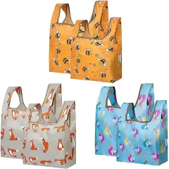 Wrapables JoliBag Collection Reusable Shopping Bag (Set of 6) Bees, Unicorn Treats