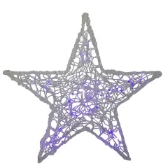 Hofert LED Lighted Color Changing Spun Glass Hanging Star Christmas Decoration - 24" Clear