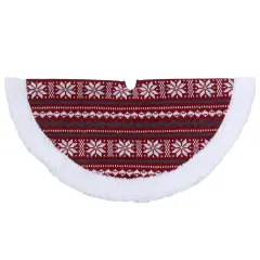 Northlight 20" Gray and Red Snowflakes Lodge Mini Christmas Tree Skirt With High Pile Fleece Trim