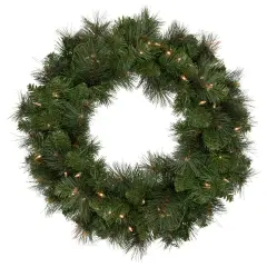 Northlight Mixed Beaver Pine Artificial Christmas Wreath - 24" - Clear Lights Green