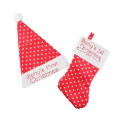 Northlight Red and White 'Baby's 1st Christmas' Infant Santa Hat with Stocking Costume Accessory - One Size