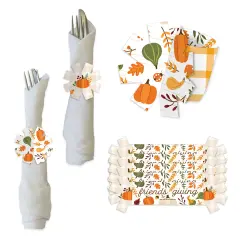 Big Dot of Happiness Fall Friends Thanksgiving - Friendsgiving Party Paper Napkin Holder - Napkin Rings - Set of 24