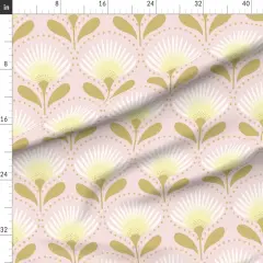 Various Fabrics by the Yard or Fat Quarter Mid Century Deco Pale Pink Butter Yellow Leaves Custom Printed Fabric by Spoonflower