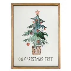Northlight Wooden Framed "Oh Christmas Tree" Wall Art Decoration - 20" White