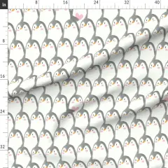 Various Fabrics by the Yard or Fat Quarter Penguin Watercolor Whimsical Cute Gray Cream Pink Heart Love Valentine Custom Printed Fabric by Spoonflower