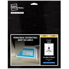 Avery PermaTrack Destructible Asset Tag Labels, 2" x 3-3/4", 64 Asset Tags (60539)