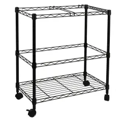 Oceanstar Portable 2-Tier Metal Rolling File Cart Black