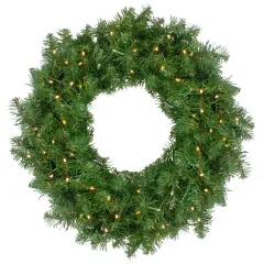 Northlight Pre-Lit Whitmire Pine Artificial Christmas Wreath - 24" - Warm White LED Lights Green