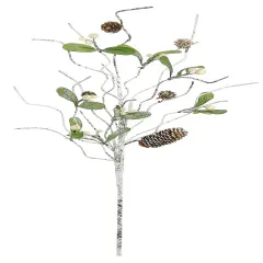 Select Artificials 30" Mistletoe and Pine Cone Artificial Christmas Spray Green
