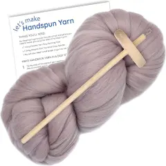 LEARN TO SPIN YARN - Beginner's Spinning Kit with Drop Spindle and Merino Pencil Roving. Choose your color. Mink