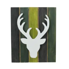 Northlight Deer Head on Forest Inspired Pallet Frame Christmas Wall Hanging - 13" - Green White