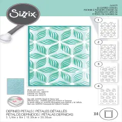 Sizzix A6 Layered Stencils 4/Pkg-Defined Petals