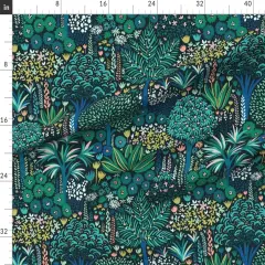 Various Fabrics by the Yard or Fat Quarter Bohemian Tropical Botanical Emerald Jade Whimsical Jungle Custom Printed Fabric by Spoonflower
