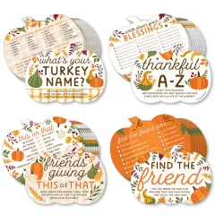 Big Dot of Happiness Fall Friends Thanksgiving - 4 Friendsgiving Party Games - 10 Cards Each - Gamerific Bundle