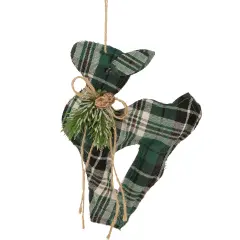 Northlight Plaid Deer with Pine Christmas Ornament - 7.75" - Green