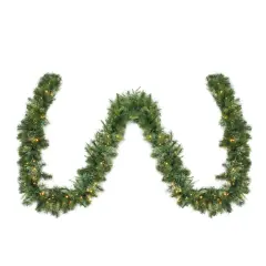 Northlight Pre-Lit Ashcroft Cashmere Pine Commercial Christmas Garland - 50' x 14" - Clear LED Lights Green