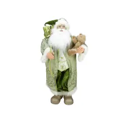Northlight 32" St Patrick's Irish Santa Claus with Teddy Bear Christmas Figure Green
