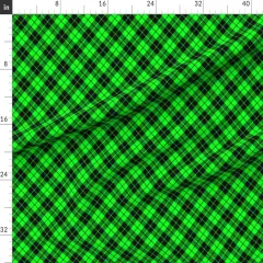 Various Fabrics by the Yard or Fat Quarter Plaid Bright Green Black Tartan Checkered Diagonal Pattern Custom Printed Fabric by Spoonflower