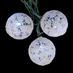 Kurt Adler LED Lace Globe Christmas Light Set - 10 ft Green Wire - 10ct Clear