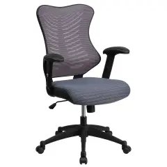 Emma and Oliver High Back Designer Mesh Executive Ergonomic Office Chair w/ Adjustable Arms Gray Mesh