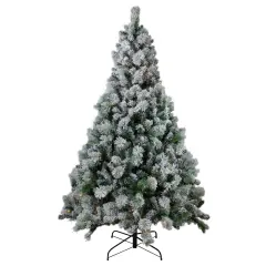 Northlight 6.5' Pre-Lit Full Flocked Somerset Spruce Artificial Christmas Tree - Clear Lights Green