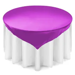 Lann's Linens - Satin Overlay Table Topper - 72" Square Tablecloth Cover for Wedding, Reception or Party