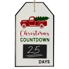 Northlight 13" Gift Tag Shaped Christmas Countdown Chalkboard Wall Decor White