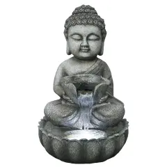 Northlight 21.5" Buddha in Sukhasana Pose Outdoor Garden Water Fountain Gray