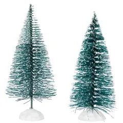 Northlight Frosted Mini Bottle Brush Pine Christmas Village Trees - 4" - Set of 2 Green