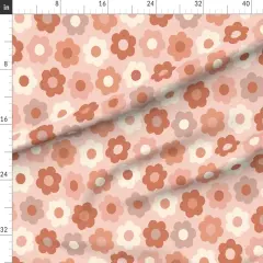 Various Fabrics by the Yard or Fat Quarter Retro Floral Terracotta Cream 1970S Blush Pink Midcentury Custom Printed Fabric by Spoonflower
