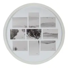 Northlight Round Wall Collage with 9-Picture Slots - for 3.5" X 5" Photos - 20.75"-White