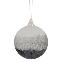 Northlight Ombre Glitter Drenched Shatterproof Christmas Ball Ornament - 3" - Silver and Black White