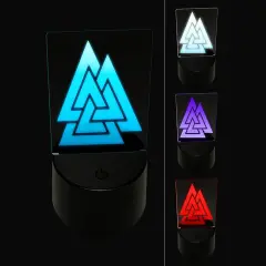 Valknut Symbol Viking 3D Illusion LED Night Light Sign Nightstand Desk Lamp